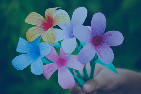 a bouquet of paper flowers